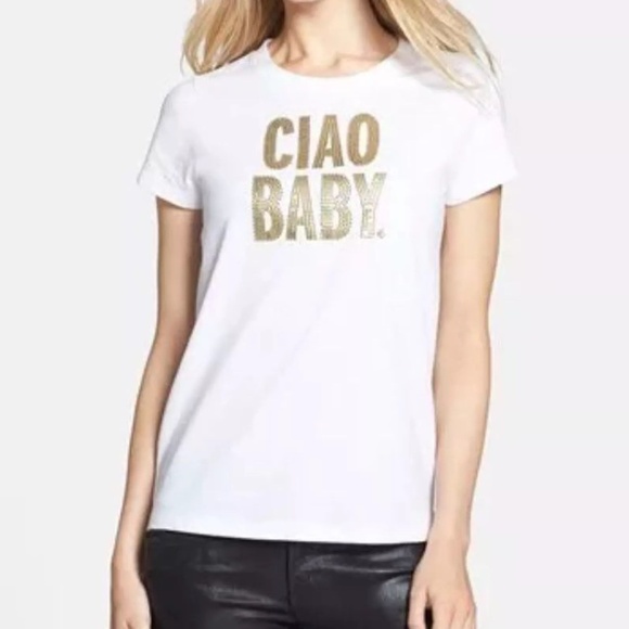 kate spade Tops - Kate Spade Ciao Baby T Shirt Large Gold Sequin 40"